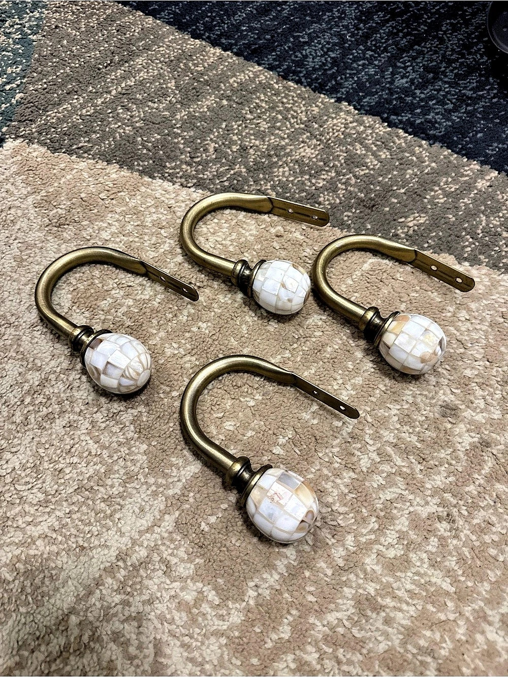 Set of 4 Gold & White Curtain Tiebacks